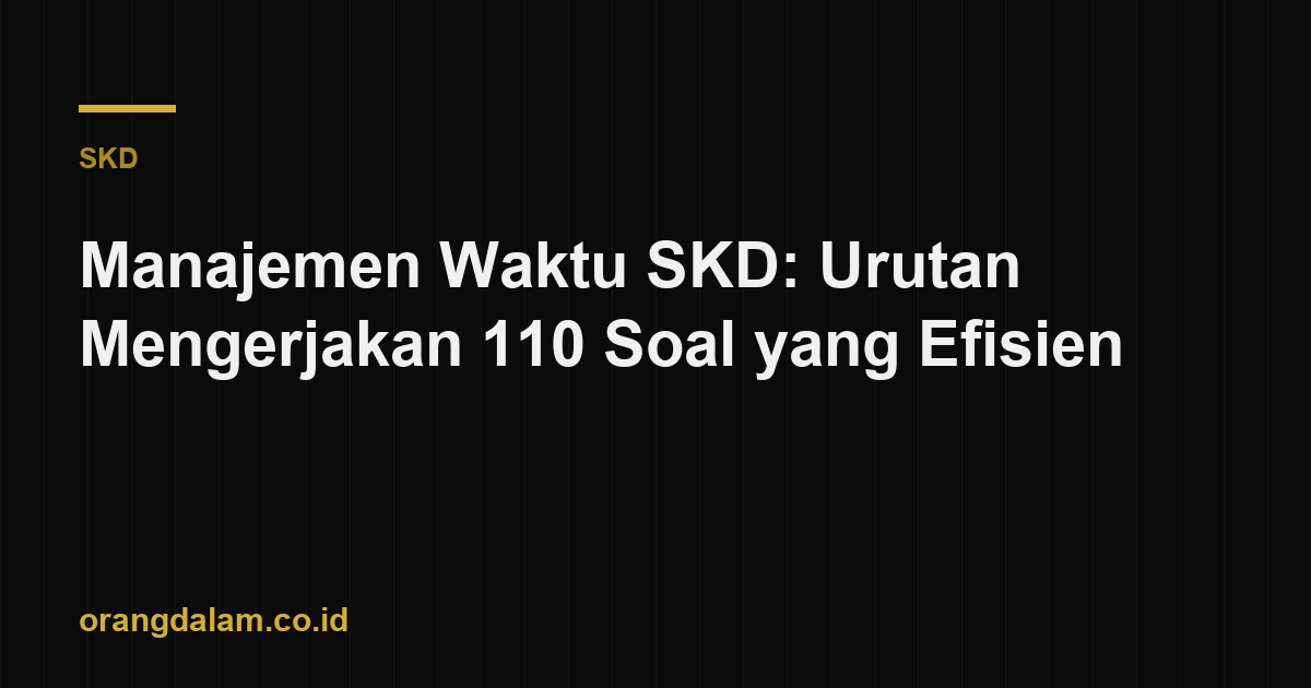 Manajemen Waktu SKD: Urutan Mengerjakan 110 Soal yang Efisien