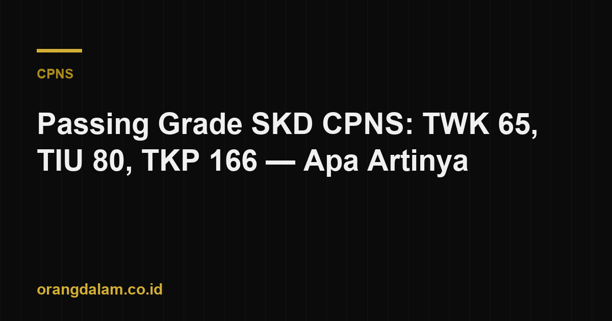 Passing Grade SKD CPNS: TWK 65, TIU 80, TKP 166 — Apa Artinya