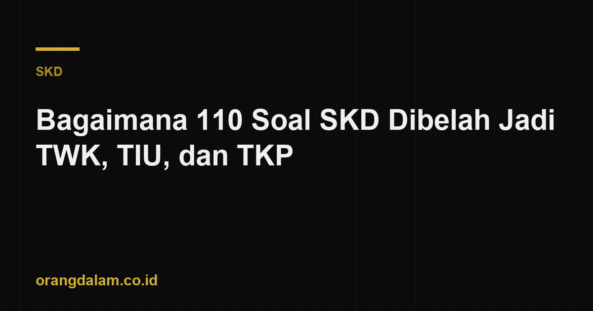 Bagaimana 110 Soal SKD Dibelah Jadi TWK, TIU, dan TKP