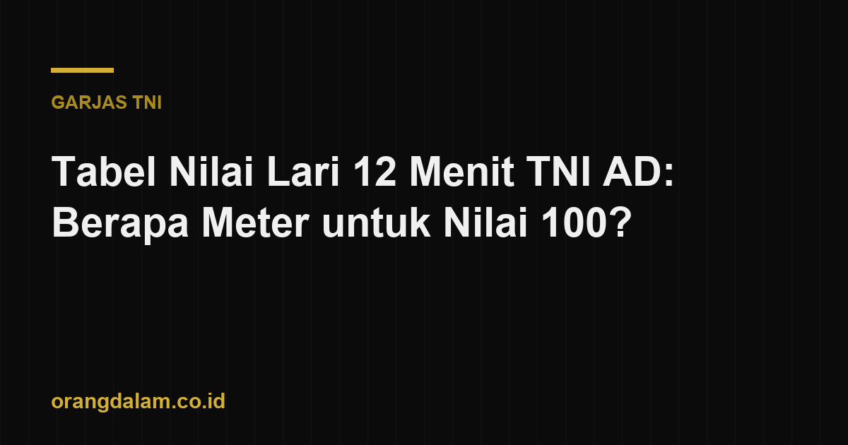 Tabel Nilai Lari 12 Menit TNI AD: Berapa Meter untuk Nilai 100?