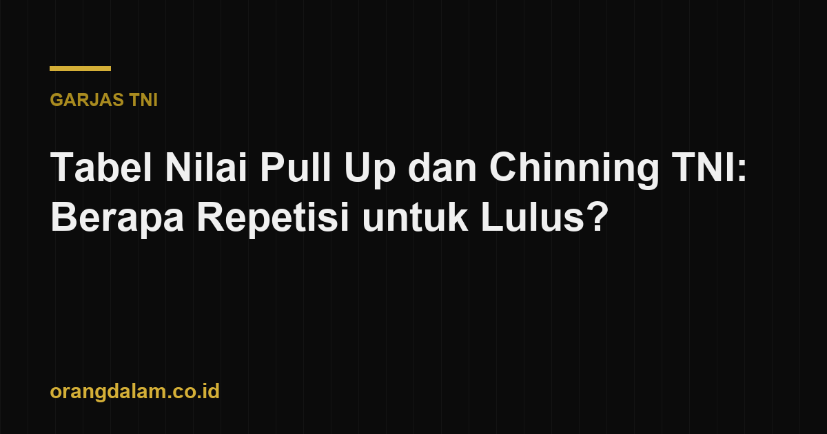 Tabel Nilai Pull Up dan Chinning TNI: Berapa Repetisi untuk Lulus?